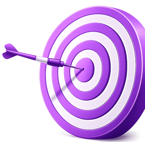 An arrow hitting the centre of a target